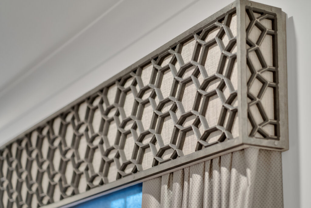Close-up of custom Tableaux Decorative Grille painted to look like metal