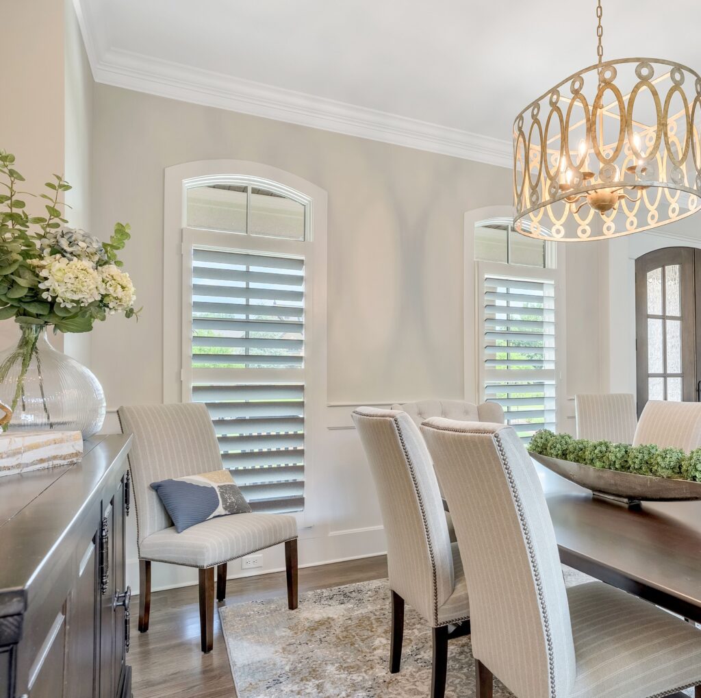 neutral atlanta dining room with interior shutters