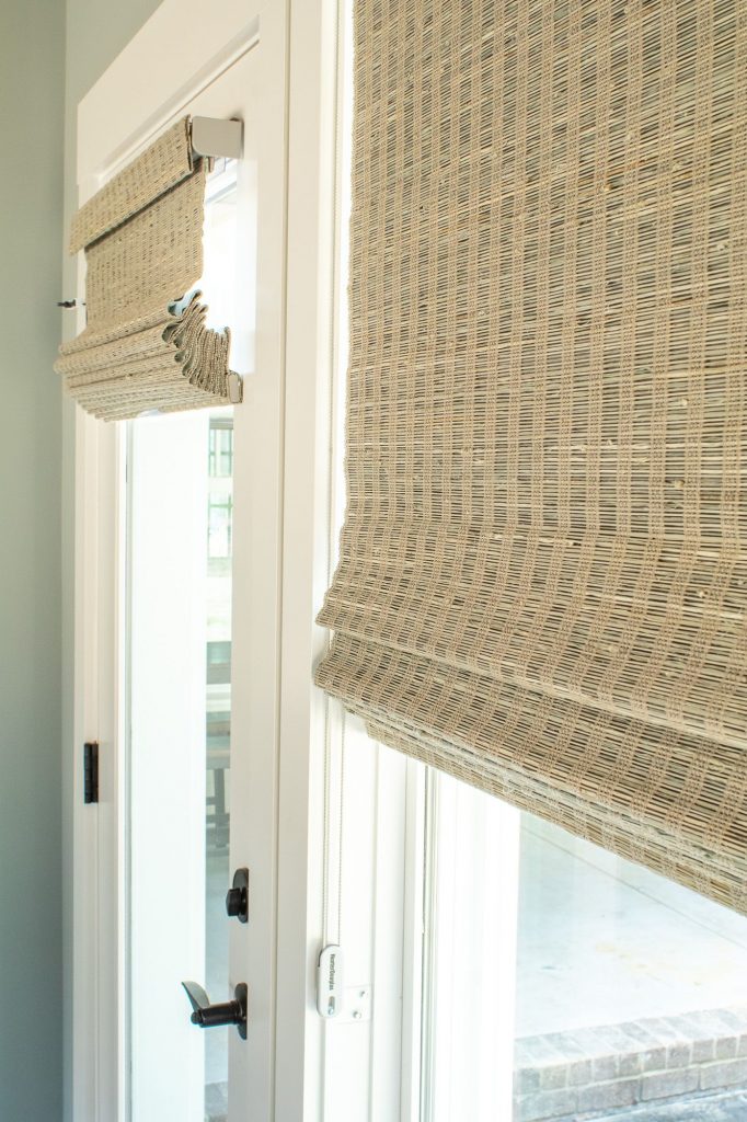 close-up of natural woven wood shades in atlanta ga home