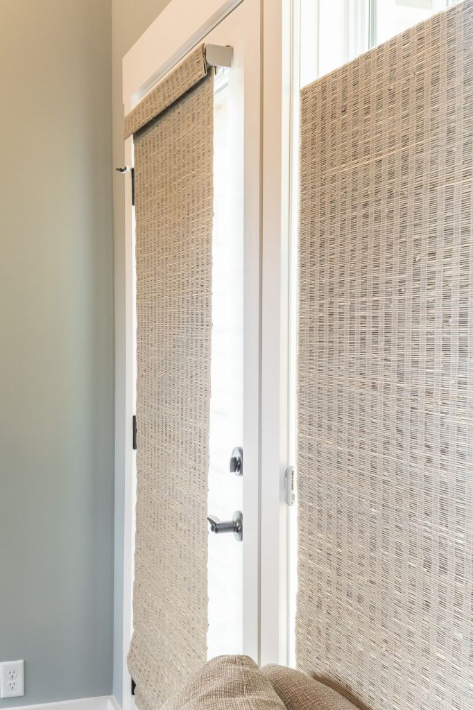 woven wood shades on an exterior door